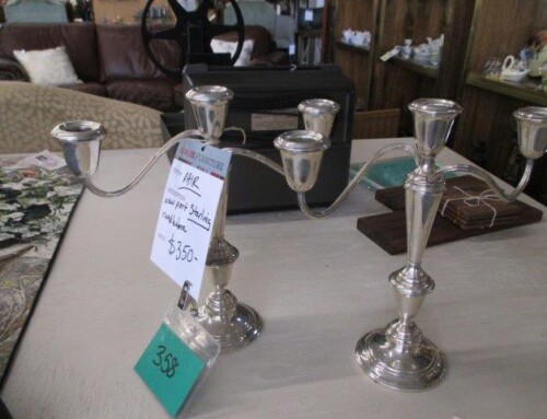 Item #358 – PAIR Newport Sterling Silver Candelabras – $350