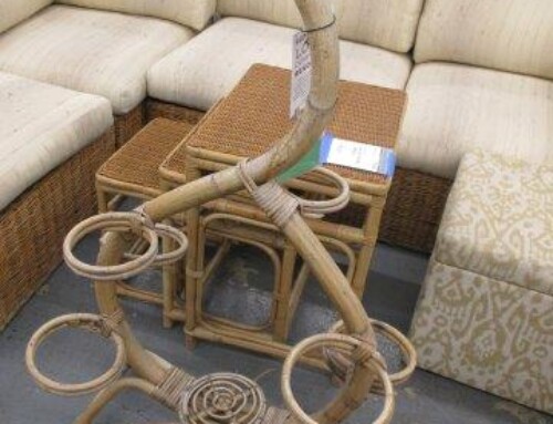 Item #222L – Vintage “Tiki” Bamboo Plant Stand – $80