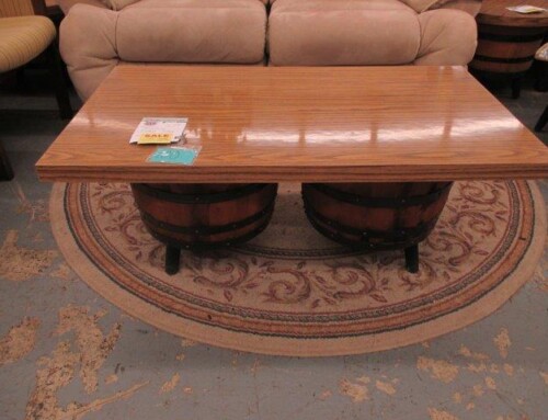 Item #100L – Mid Century “Whiskey Barrel” Coffee Table – SALE $221.25