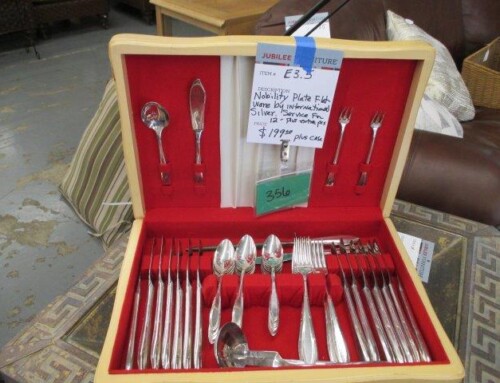 Item #356FRONT – Nobility Silver-Plate Flatware, Service for 12 – $199