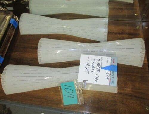 Item #109FRONT – Set of 3 MCM Style Glass Sconces – $25