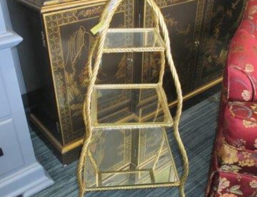 Item #312A – Hollywood Regency 3 Tier Display Shelf – SALE $105